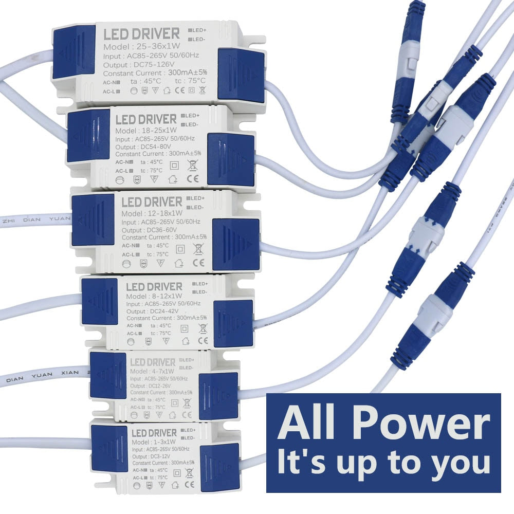 LED Power Supply Driver 1W 3W 4W 7W 8W 12W 18W 25W 36W 300mA Lighting Transformers For LED Power Light Panel Light Downlight DIY