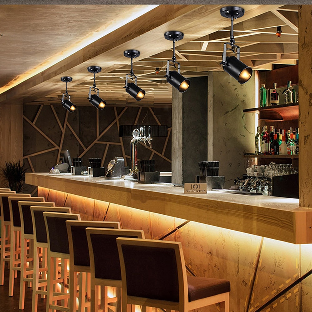 Vintage Industrial LED Wall Spotlight Rustic Loft Wall Sconce Single Track Lamp Ceiling Bar Lights Lighting Angle Adjustable