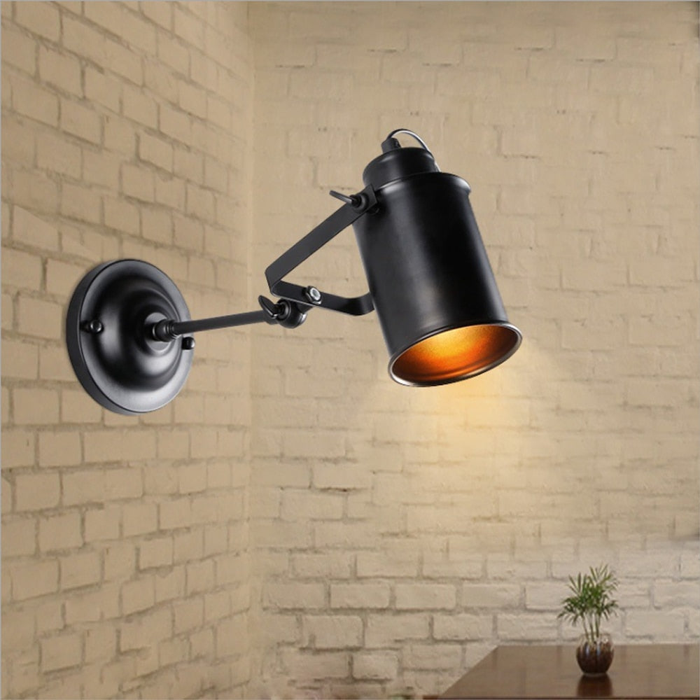 Vintage Industrial LED Wall Spotlight Rustic Loft Wall Sconce Single Track Lamp Ceiling Bar Lights Lighting Angle Adjustable