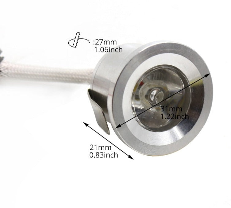 1W Mini Spot LED Downlight Aluminum Warm/Cold White Lamp 100V-240V 1inch 27mm Cut Hole Under Cabinet Lighting Fixtures