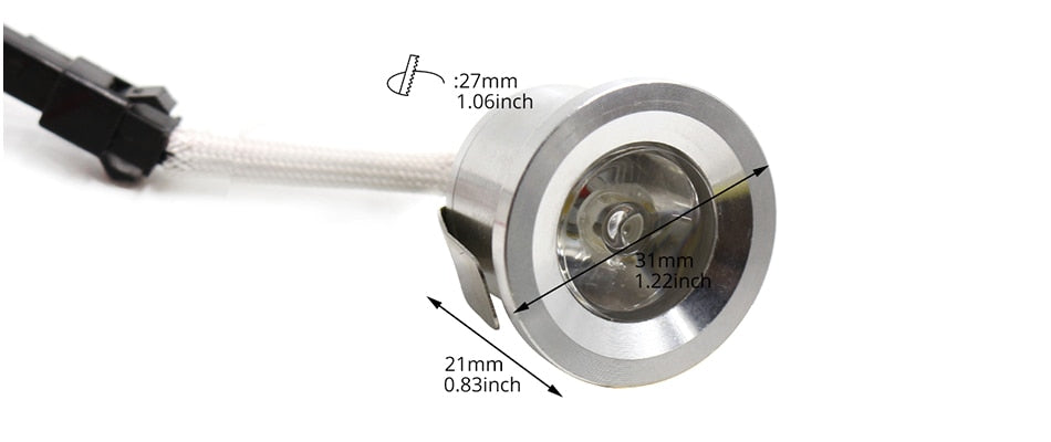 1W Mini Spot LED Downlight Aluminum Warm/Cold White Lamp 100V-240V 1inch 27mm Cut Hole Under Cabinet Lighting Fixtures