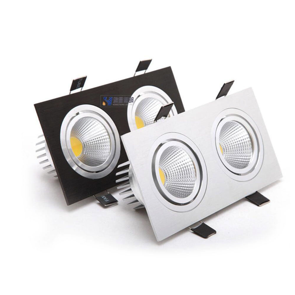 Square Bright Recessed Double LED Dimmable Square Downlight COB 14W 20W LED Spot light decoration Ceiling Lamp AC 110V 220V