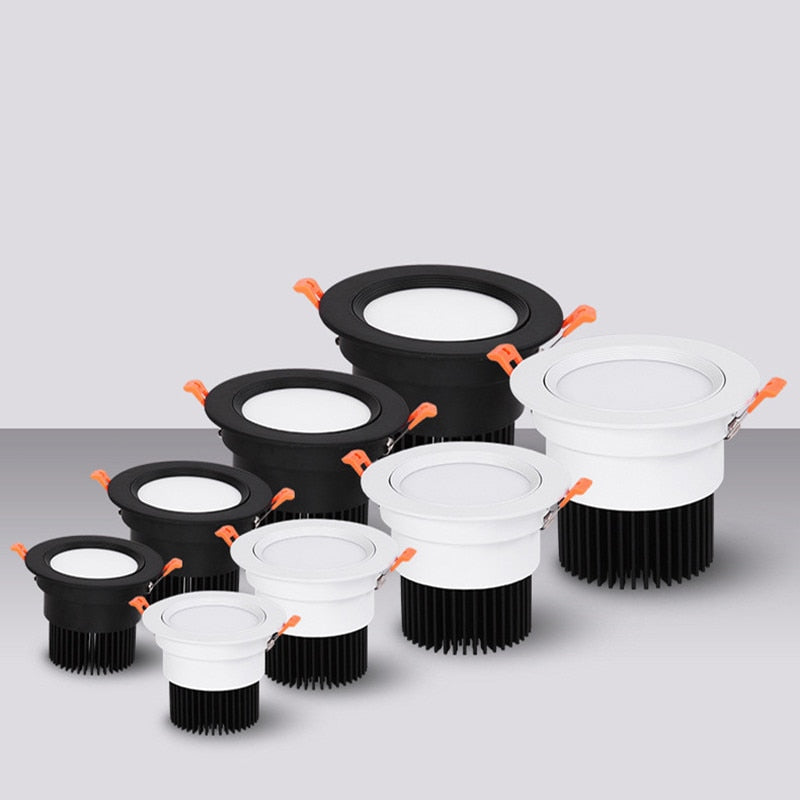 Round Dimmable Recessed LED Downlights 5W 7W 9W 12W 15W 18W COB LED Ceiling Lamp Spot Lights AC110-220V LED Lamp