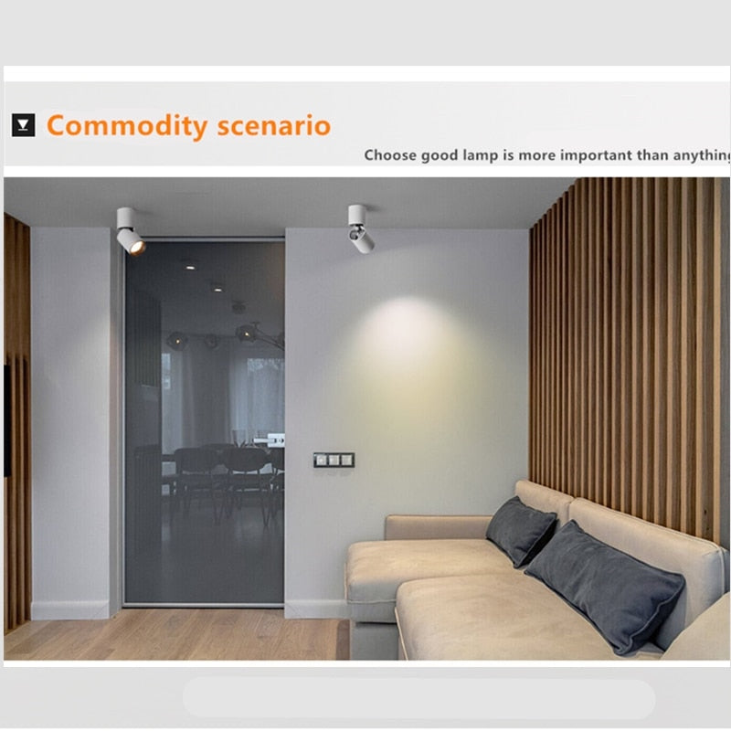 Dimmable Rotating LED Downlights 10W 15W 20W Surface Mounted adjustment COB LED Ceiling Spot Lights AC110-220V LED Ceiling Lamp