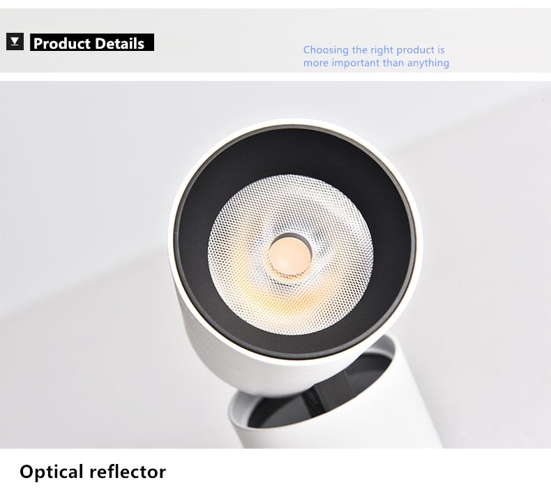 Dimmable Rotating LED Downlights 10W 15W 20W Surface Mounted adjustment COB LED Ceiling Spot Lights AC110-220V LED Ceiling Lamp