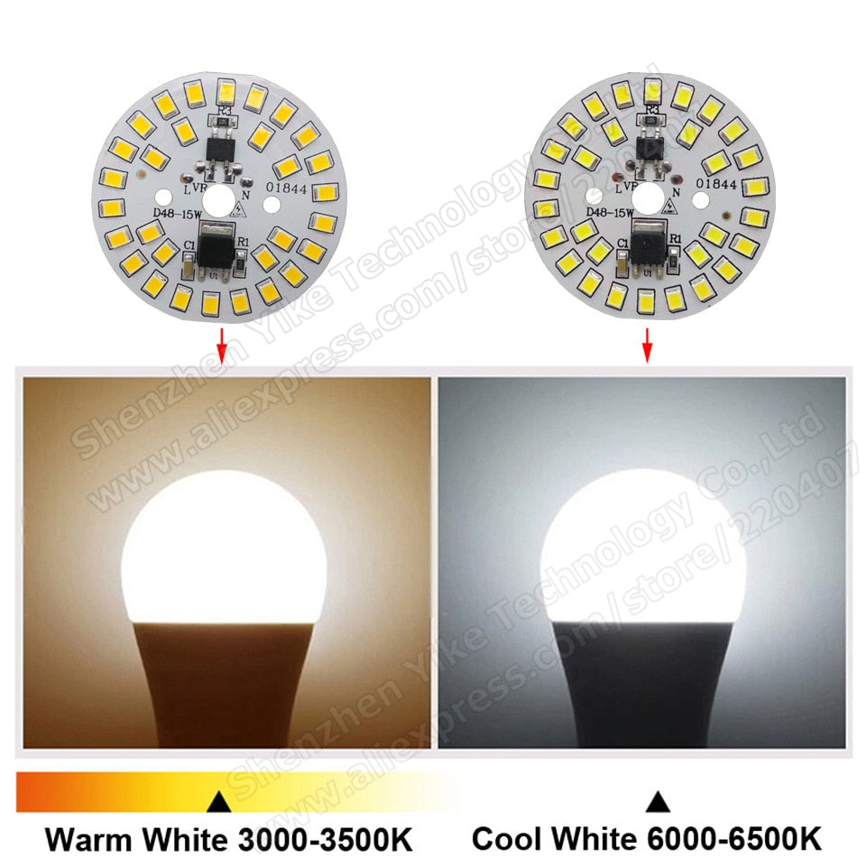 LED Downlight 3W 5W 7W 9W 12W 15W AC 220v led pcb smd2835 smart IC driver with 20cm wire for bulb light, driverless led bead for downlight