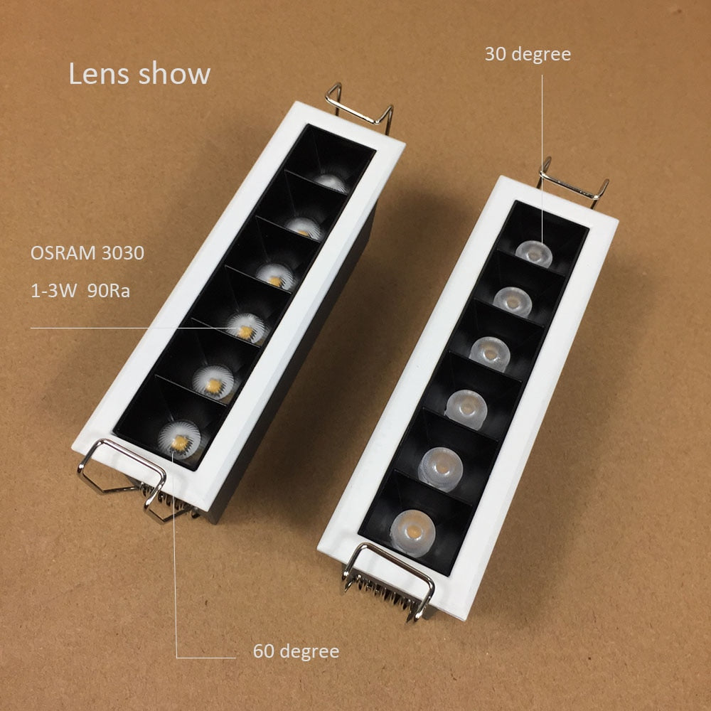 2020 New Linear Mini LED Downlight Square Small Embedded Delicate Lamp 90Ra 3W 5W 7W 9W 12W 17W for No Main Lighting Solution