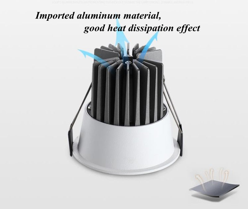 Dimmable COB Downlights Indoor Lighting Lamps Recessed 15w 220v Ceiling Led Spot Lights Lamp Lights Bedroom Living Room Hotel