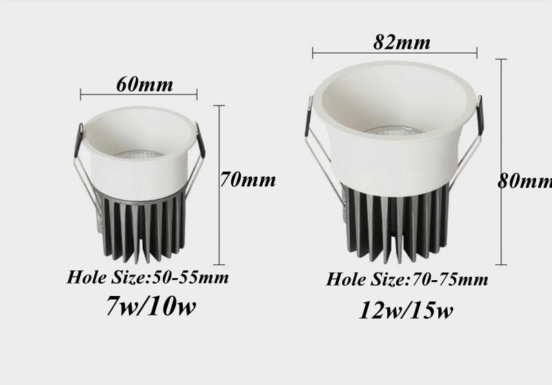 Dimmable COB Downlights Indoor Lighting Lamps Recessed 15w 220v Ceiling Led Spot Lights Lamp Lights Bedroom Living Room Hotel