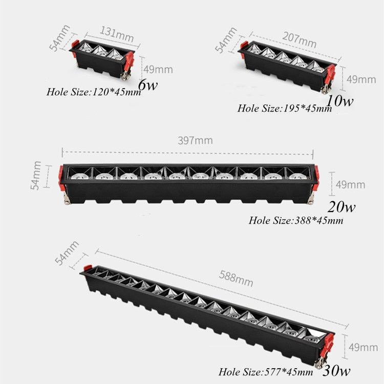 Square Recessed LED Downlights 6W 10W 20W 30W COB Ceiling Spot Lights AC220V LED Strip Indoor Lighting Lamps TV Background Room
