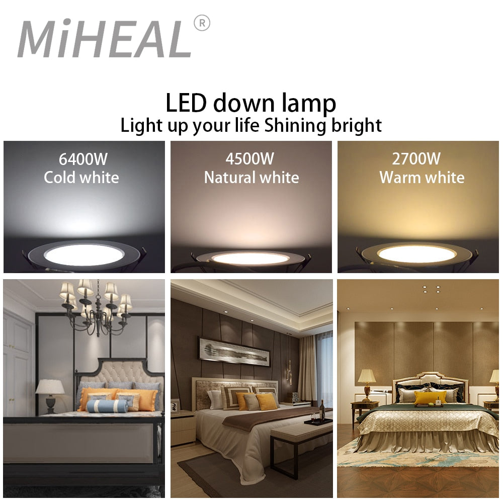 LED Downlight Ceiling lamps 5W 9W 12W 15W Tricolor temperature Warm white/natural white/cold white led Spotlight AC 220~240V