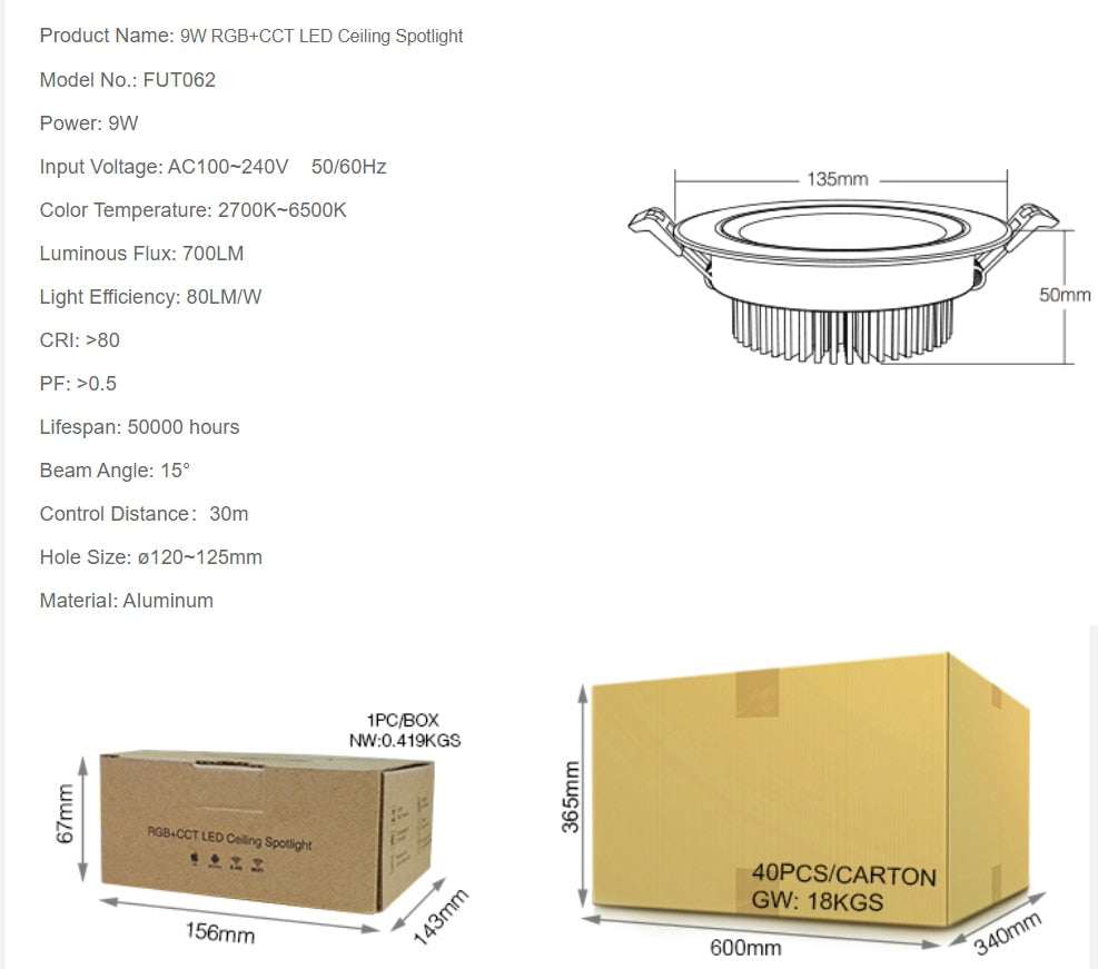 Miboxer 6W 9W 12W 15W 18W 25W RGB+CCT LED Downlight Ceiling Spotlight FUT060 FUT061 FUT062 FUT063 FUT064 FUT065 FUT066 FUT068 Spotlight