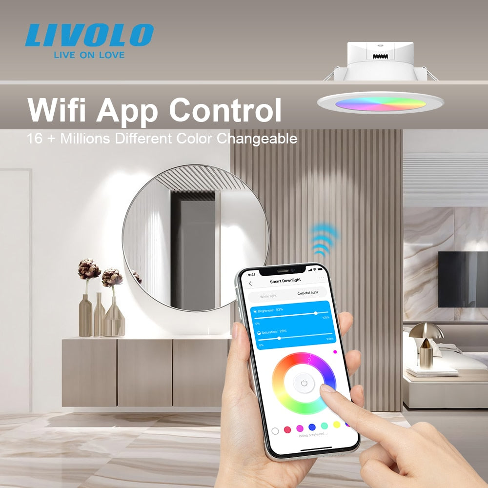 LIVOLO Wifi Smart LED Downlight Warm Bulb,RGB+CCT,Google Home/Alexa Control,Colorful Changeable,Dimmer Timer Function