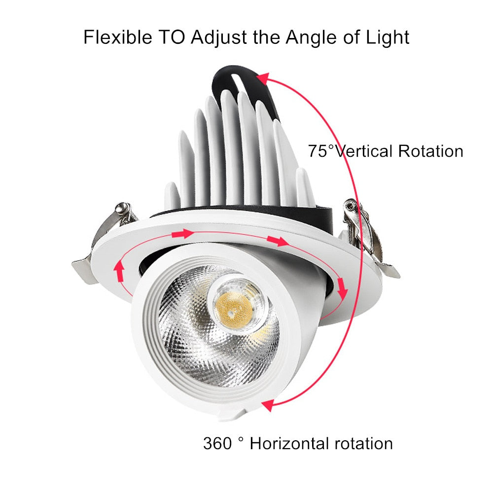 Dimmable LED Spotlight Ceiling 7W 15W 20W Adjustable 360 degrees Spot light for indoor Foyer,Living Room Recessed COB Down light