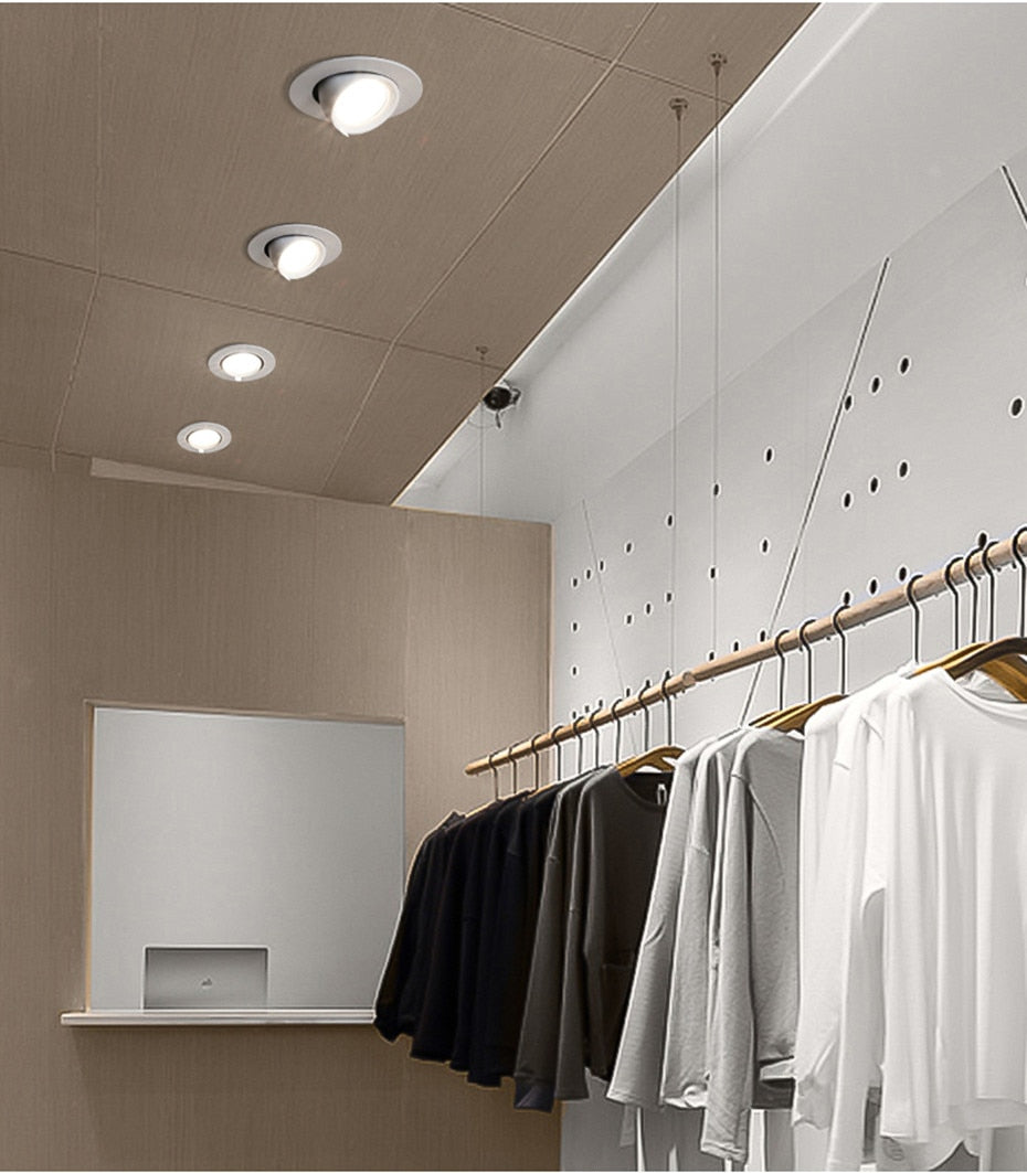 Dimmable LED Spotlight Ceiling 7W 15W 20W Adjustable 360 degrees Spot light for indoor Foyer,Living Room Recessed COB Down light