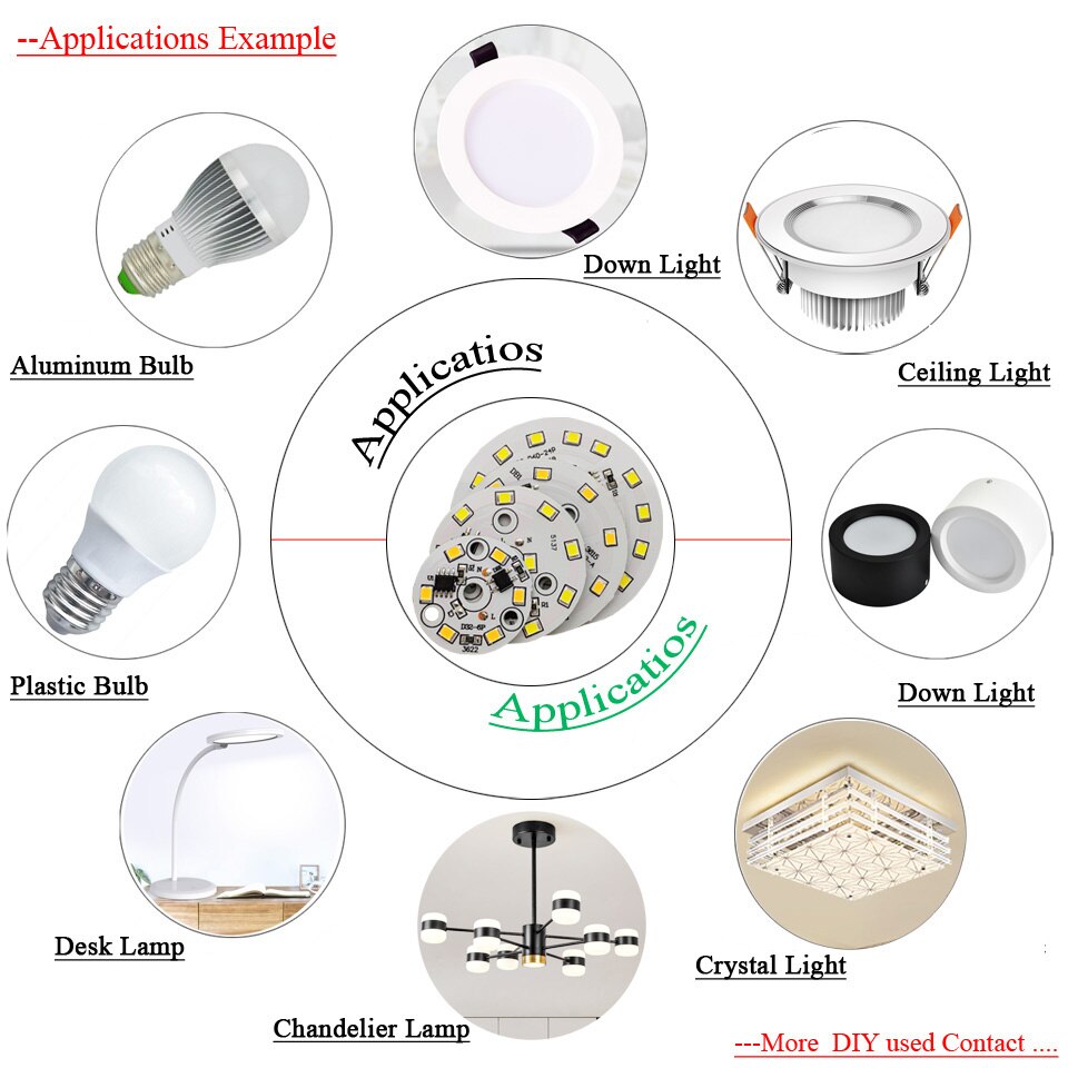 AC220V LED Module 3W 5W 32mm 100lm/W Downlight PCB Aluminum plate White/Warm SMD2835 Smart IC Driver For Downlight Ceiling Lamps