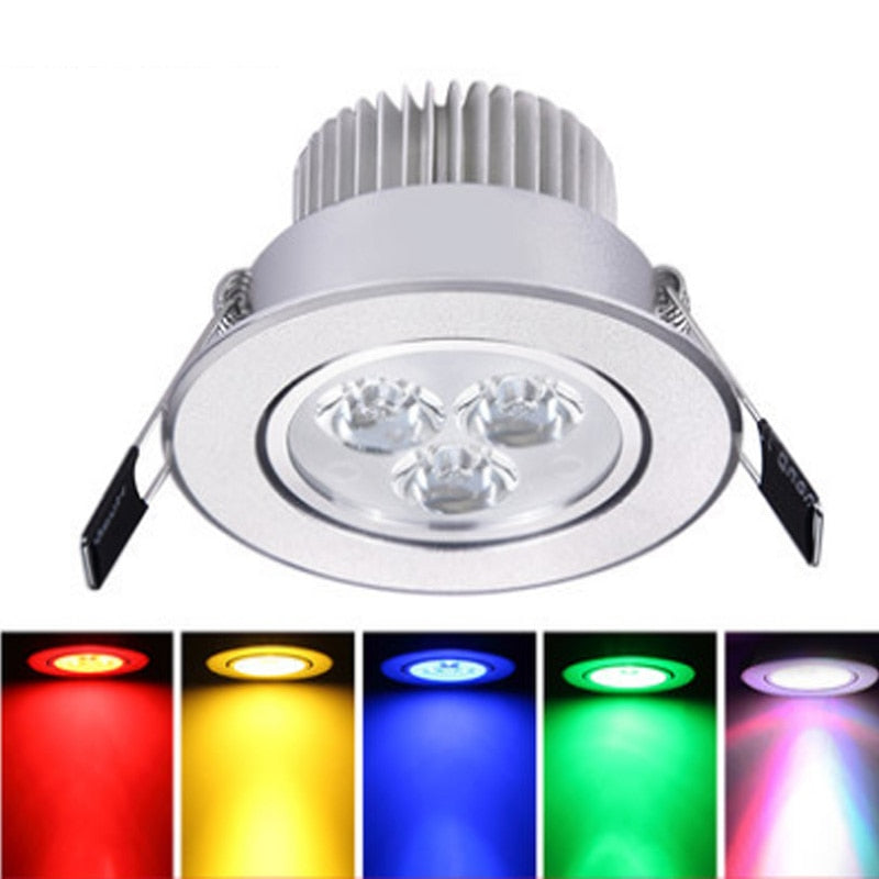 LED Downlight 3W Ultra Bright Round RGB Aluminum AC220V Dimmable LED Down Light warm/cold Recessed Spot Light Lamp Home KTV