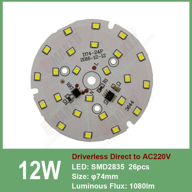 Led downlight, 3W 5W 7W 9W 12W 15W 18W AC 220V Driverless led pcb with smd integrated IC driver for downlight direct ac220v