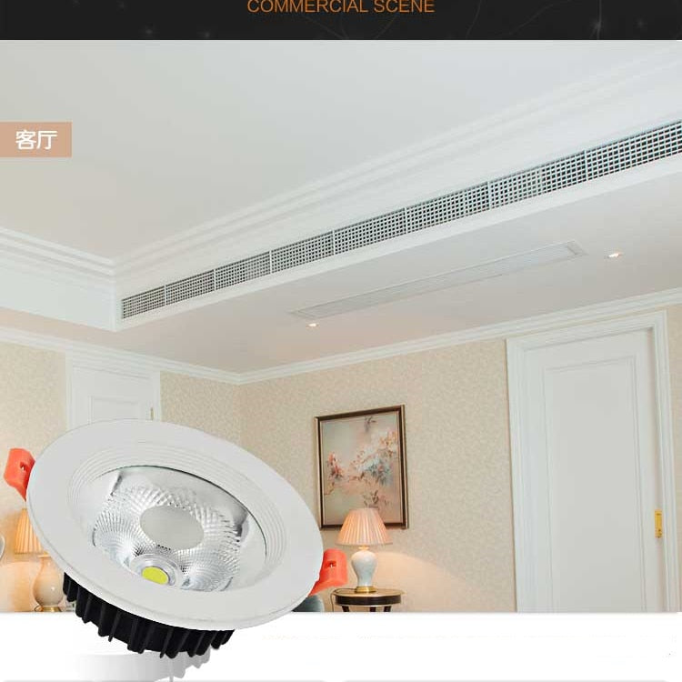 Dimmable LED ceiling downlight COB 5W 7W 9W 12W 15W 18W clothing store engineering embedded home lighting