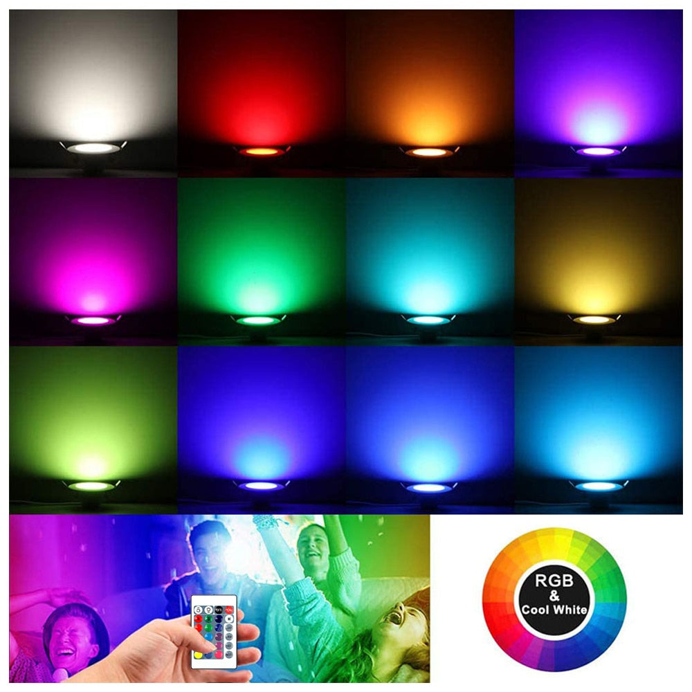 Dimmable 15W LEDs Recessed Lighting Downlight with IR Remote Control 16 Color & 4 Flashing Modes RGBW Floodlight Ceiling Light