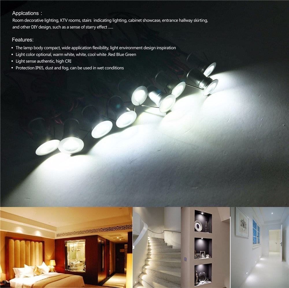 1W Mini Led Ceiling Downlight 15mm Cutout Recessed Spotlight 120D AC85-277V Driver Indoor Cabinet Lighting Small Spot 9pcs/set
