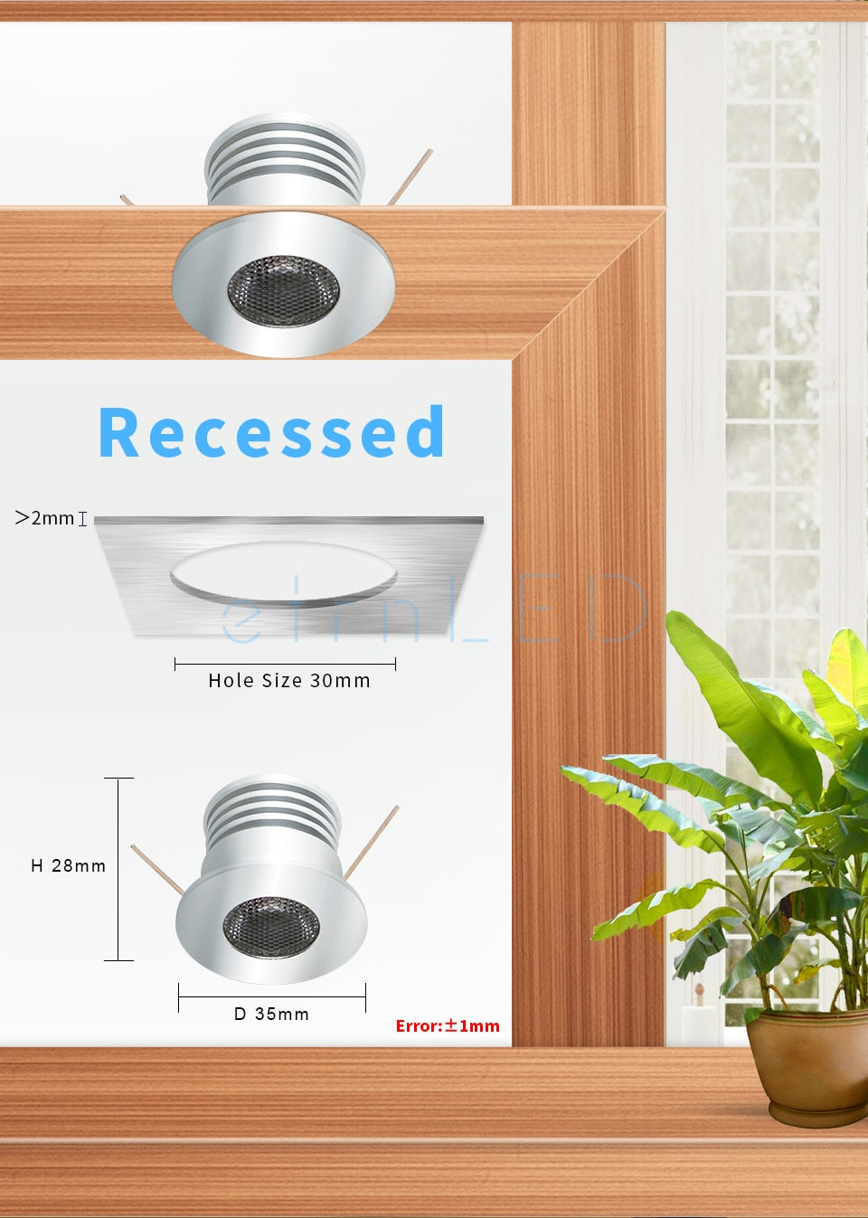 etrnLED 3W 4W Mini Led Spotlight Downlight 12V 24V Jewelry Display Ceiling Recessed Cabinet Spot Lamp with Driver Wire Connector