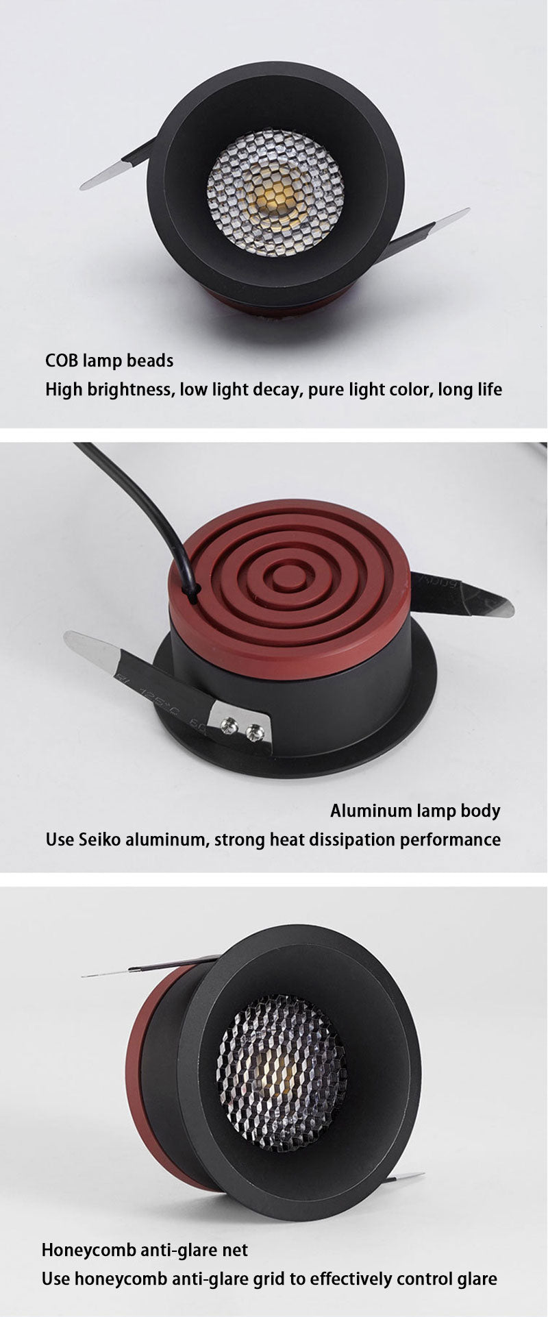 Dimmable LED Anti Glare Recessed Spotlight 5W/7W/9W/12W/15W/18W Honeycomb COB LED Ceiling Lamp Downlight for Indoor lighting