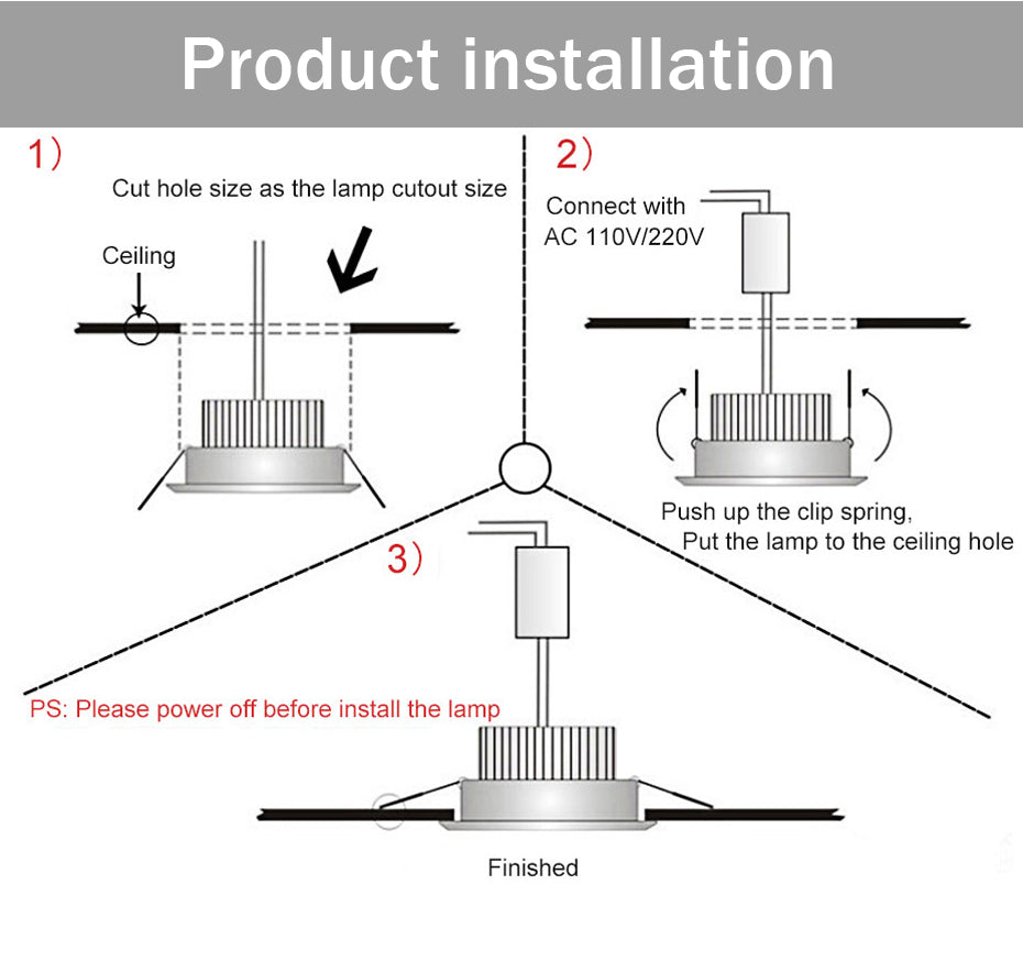Led Embedded Ceiling Lamp Dimming Led Downlight Shower Universal Joint Decoration 8W Brightness IP65 Waterproof Embedded Lights