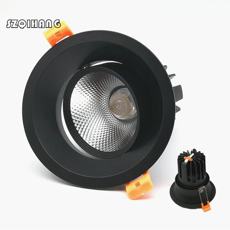 High Quality Black COB LED Downlight 10W/15W/25W AC240 220V 110V Aluminum downlight Indoor Ceiling Round Recessed Spot Lighting