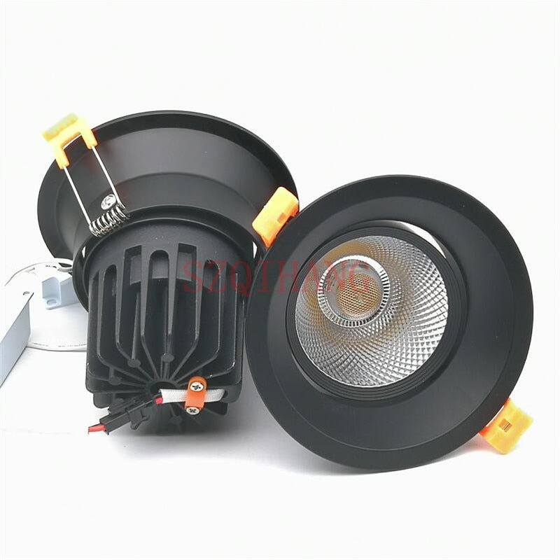 High Quality Black COB LED Downlight 10W/15W/25W AC240 220V 110V Aluminum downlight Indoor Ceiling Round Recessed Spot Lighting