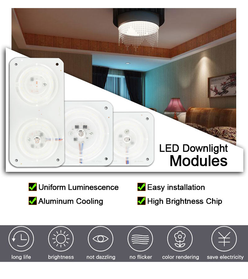 Ultra Bright Thin Mini Led Module 12W 18W 24W For Ceiling Lamp Downlight Replace Accessory Magnetic Source Light Board Bulb 220V