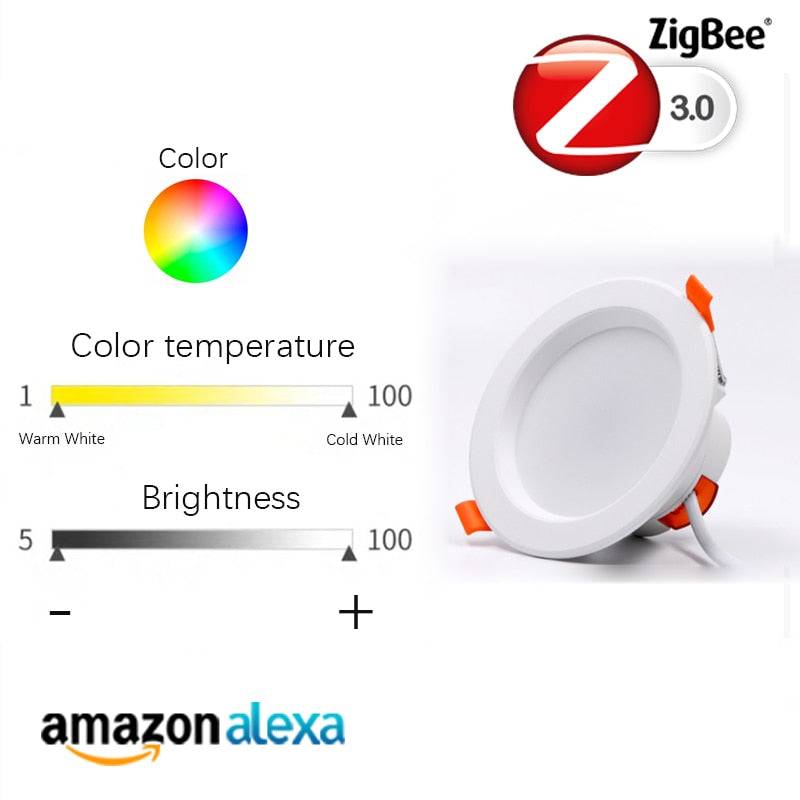 Zigbee LED Downlight WiFi Smart life Ceiling Down light Tuya APP RGB Warm Cool Changing Color 5W 7W 9W Alexa Google spotlight