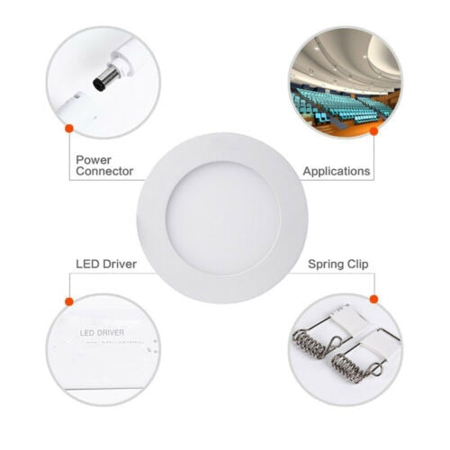 Round LED Panel Light Recessed Kitchen Bathroom Ceiling Lamp Dimmable 110V 220V 6W 9W LED Downlight Warm White Cool White Lamps