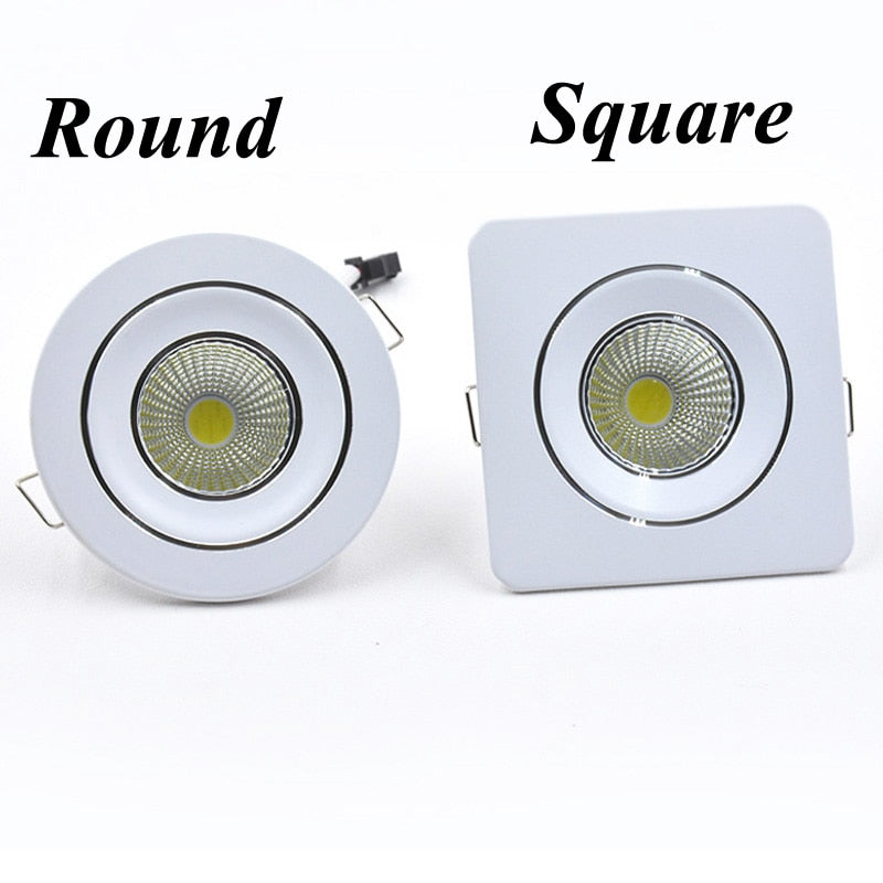 Round Square Dimmable Led downlight light COB Ceiling Spot Light 3w 5w ceiling recessed Lights Indoor Lighting AC110V 220V