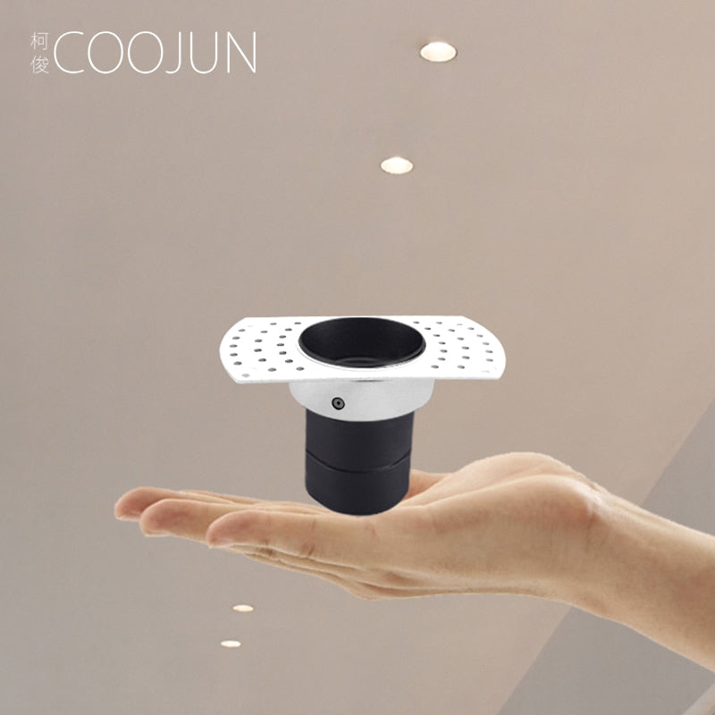 COOJUN led 5W Embedded Ceiling Lamp Frame Seamless Endless Downlight COB CRI Ra 93 Wall Wash Mini Spotlight Indoor Lamp