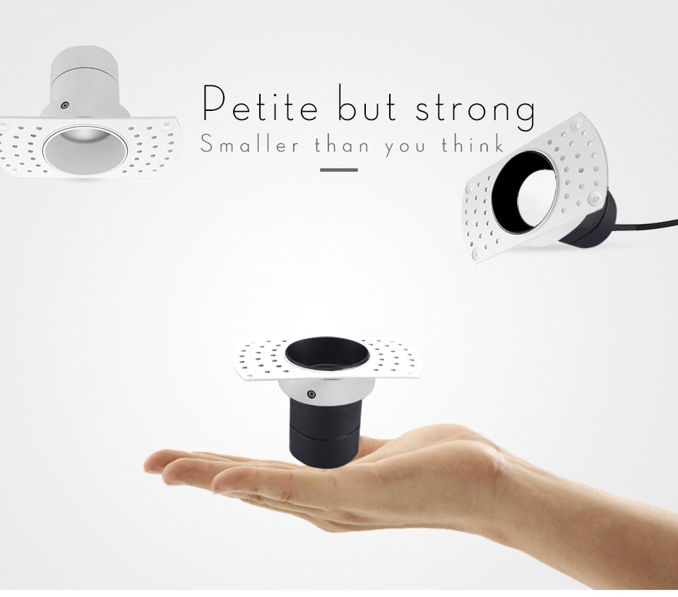 COOJUN led 5W Embedded Ceiling Lamp Frame Seamless Endless Downlight COB CRI Ra 93 Wall Wash Mini Spotlight Indoor Lamp