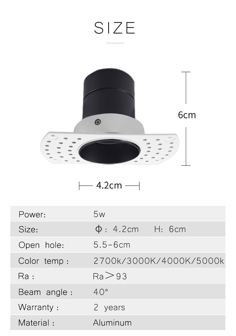 COOJUN led 5W Embedded Ceiling Lamp Frame Seamless Endless Downlight COB CRI Ra 93 Wall Wash Mini Spotlight Indoor Lamp