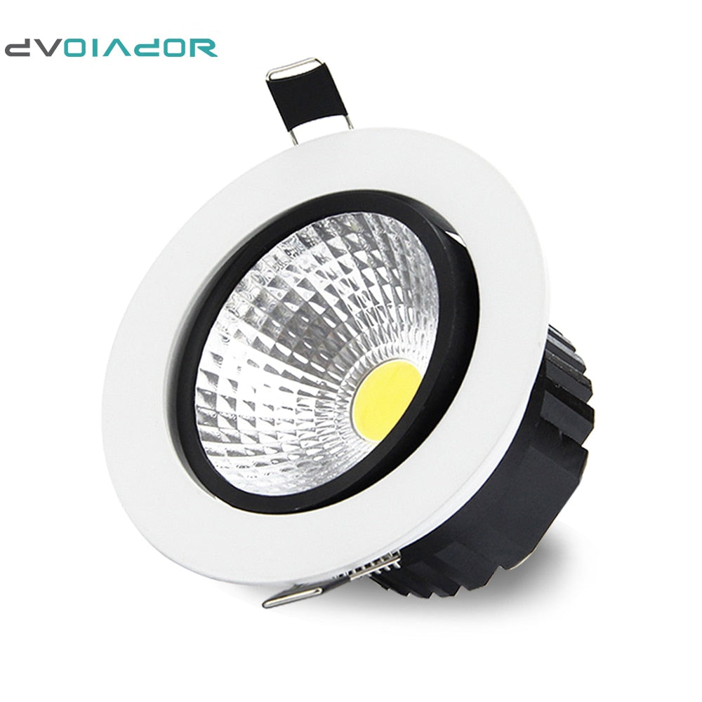 DVOLADOR Dimmable Recessed Downlight CoB Chip 6W 9W 12W 15W Ceiling Spot light White Warm White Emitting Color Rendering Lamp