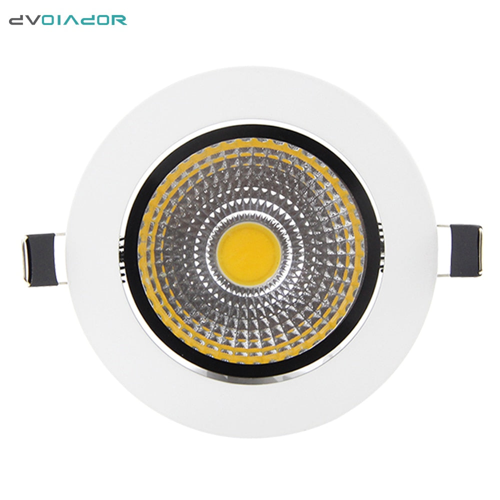 DVOLADOR Dimmable Recessed Downlight CoB Chip 6W 9W 12W 15W Ceiling Spot light White Warm White Emitting Color Rendering Lamp