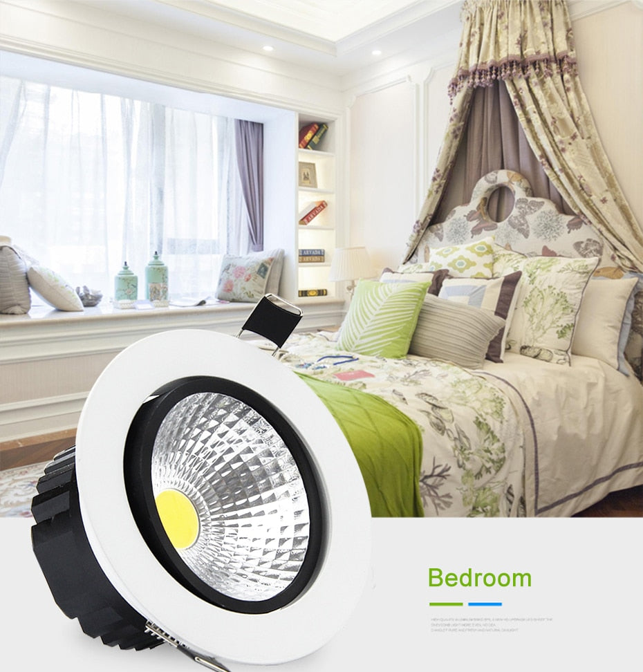 DVOLADOR Dimmable Recessed Downlight CoB Chip 6W 9W 12W 15W Ceiling Spot light White Warm White Emitting Color Rendering Lamp