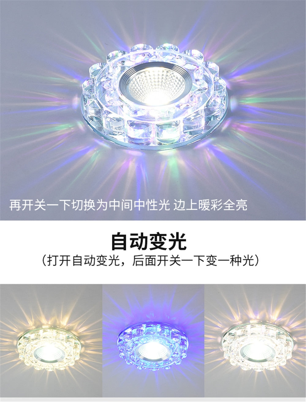 Modern Glass Crystal Garland Led Indoor Downlight for Living Room Kitchen restaurant Ceilings colorful Lighting Bull'S Eye Lamp