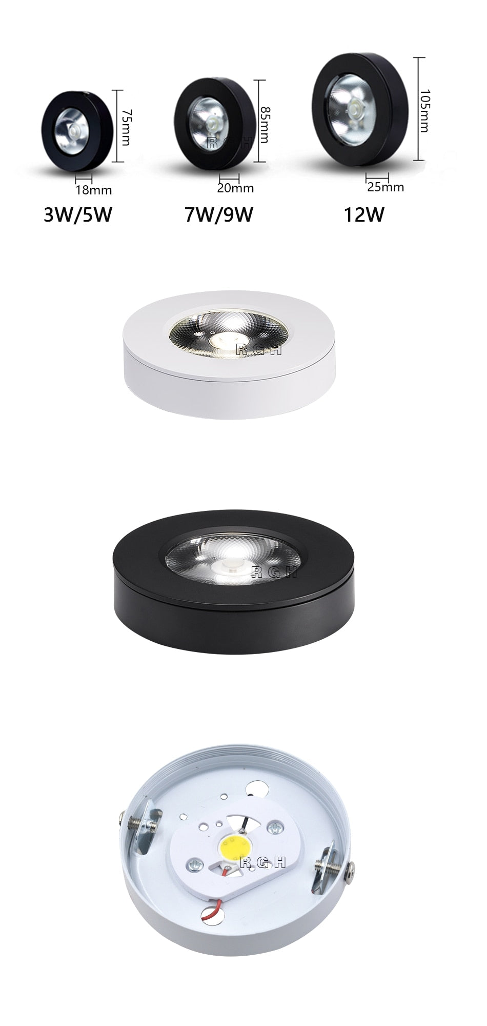 Surface Mounted 3W 5W 7W LED downlight 12W Ceiling Lamps Ultra Thin Driverless cob led spot lights 220V indoor Ceiling Fixtures