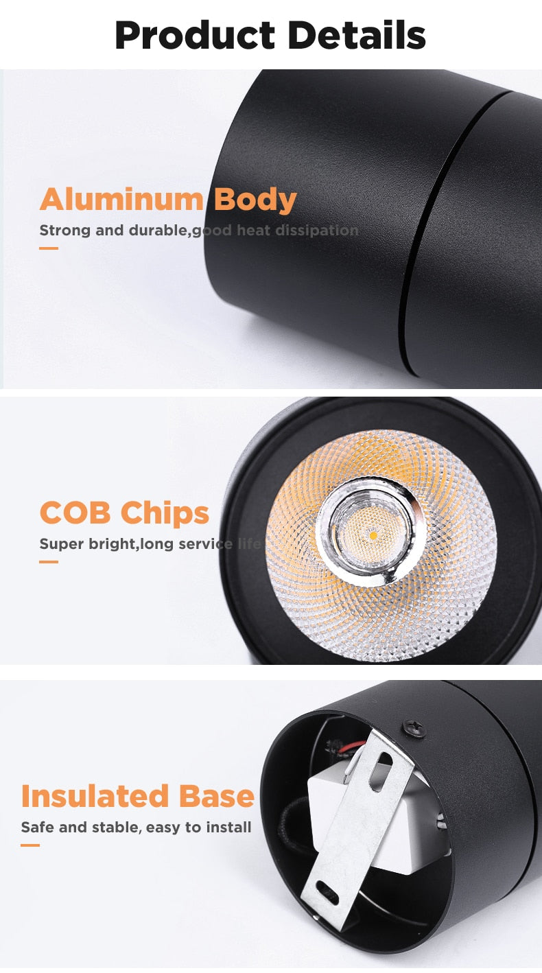 New Foldable Down Light COB Led Spotlight 7W 10W 15W Spot Lights Angle Adjustable Lamp For Home Living Room Shop Indoor Lighting