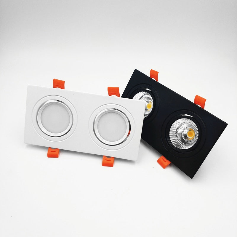 Square Dimmable Recessed COB LED Downlights 2x7W 2x9W 2x12W LED Ceiling Spot Lights AC85-265V LED Ceiling Lamps Indoor Lighting