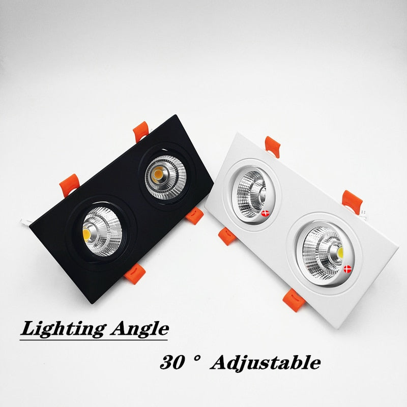 Square Dimmable Recessed COB LED Downlights 2x7W 2x9W 2x12W LED Ceiling Spot Lights AC85-265V LED Ceiling Lamps Indoor Lighting