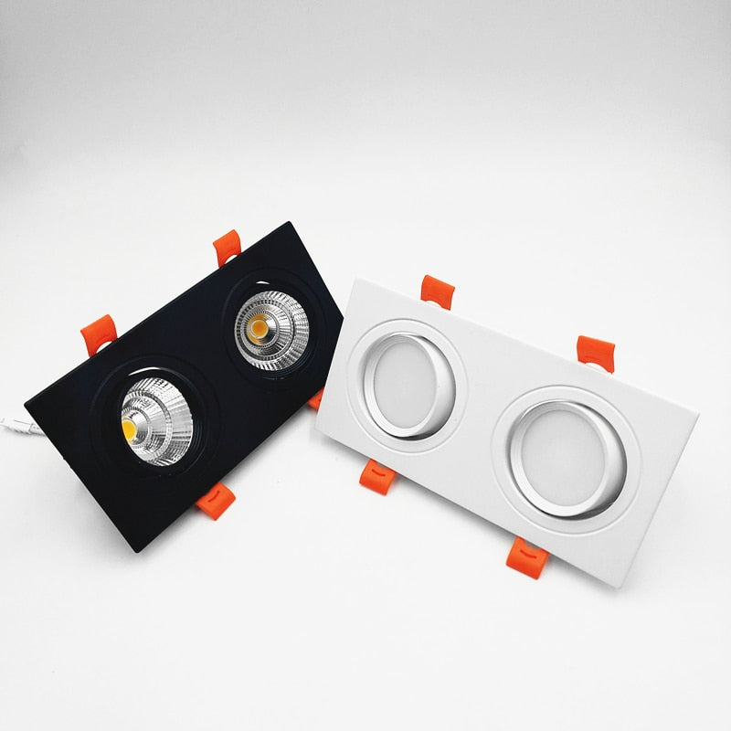 Square Dimmable Recessed COB LED Downlights 2x7W 2x9W 2x12W LED Ceiling Spot Lights AC85-265V LED Ceiling Lamps Indoor Lighting