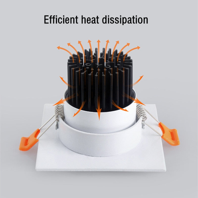 Anti-glare Square LED COB Downlight 7W 15W 25W 30W Dimmable 110V 220V Ceiling Spotlight 3000K 4000K 6000K For Bedroom Lighting