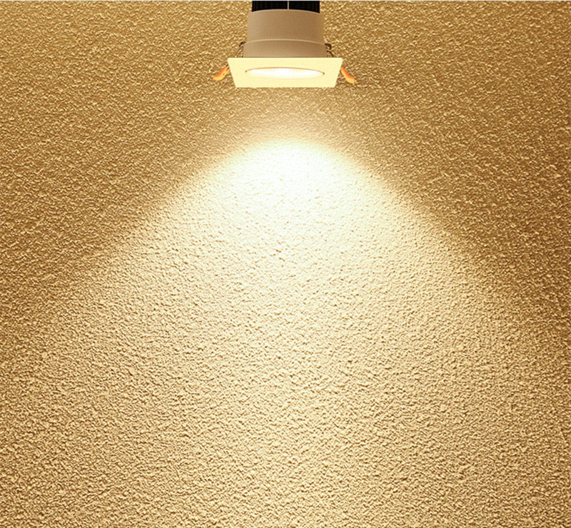 Anti-glare Square LED COB Downlight 7W 15W 25W 30W Dimmable 110V 220V Ceiling Spotlight 3000K 4000K 6000K For Bedroom Lighting
