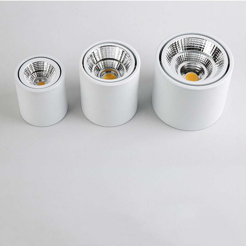 LED downlight Dimmable COB spotlight 7W 9W 12W 15W adjustable angle surface mounted light indoor lighting AC85-265V