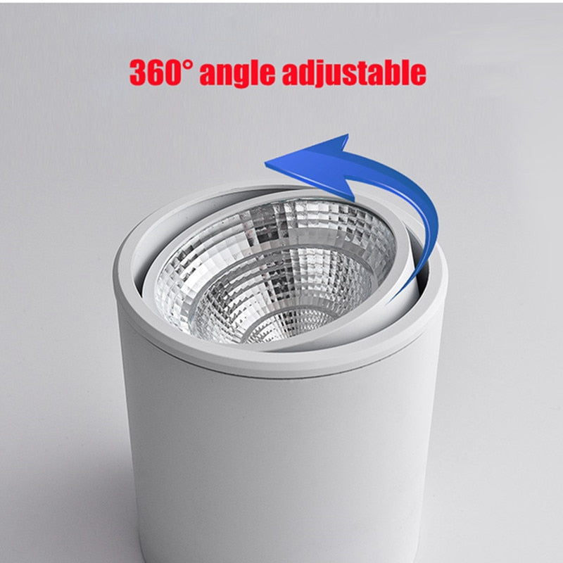 LED downlight Dimmable COB spotlight 7W 9W 12W 15W adjustable angle surface mounted light indoor lighting AC85-265V